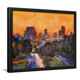 Skyline Downtown Columbia South Carolina Above City Art Watercolor Framed Art Prints Wall Art Decor,Framed Picture
