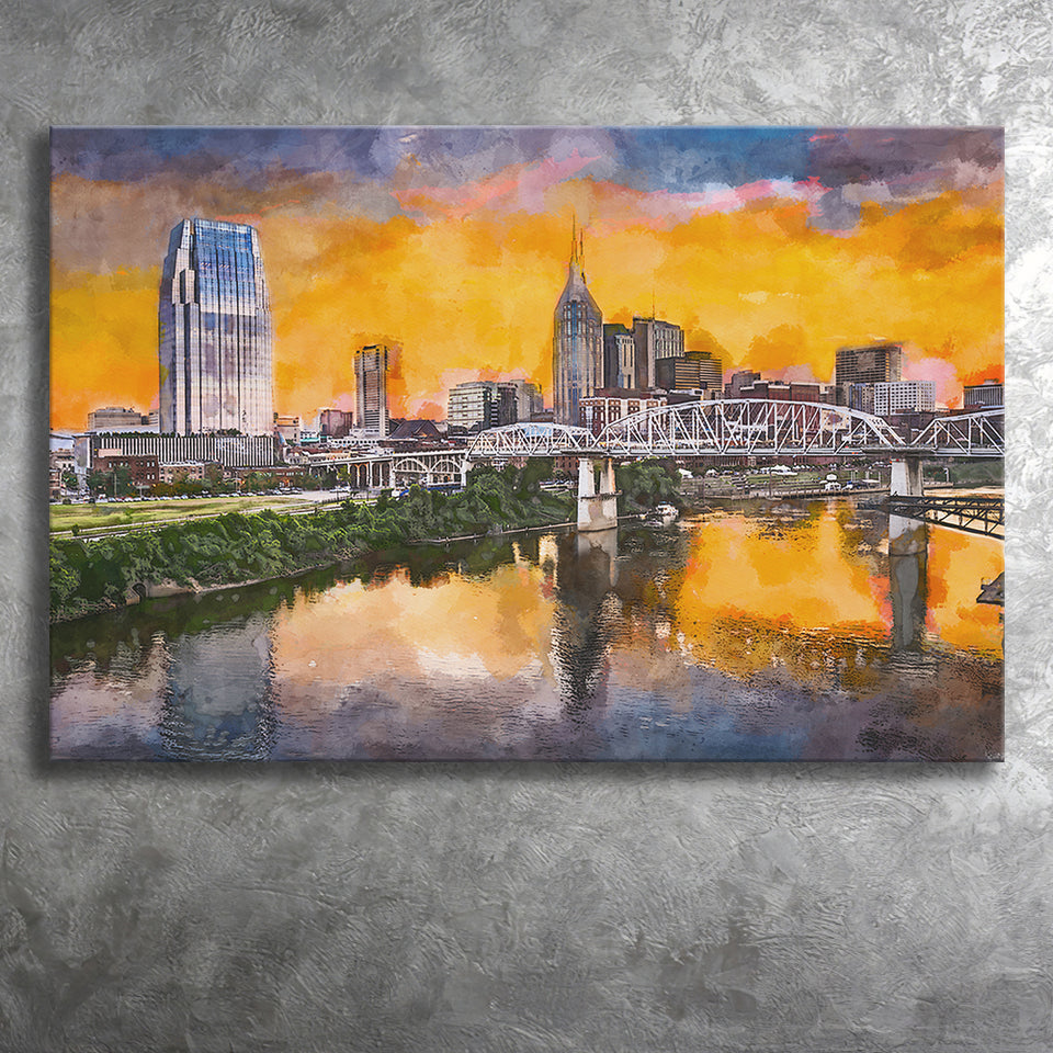 Louisville Kentucky Usa Downtown Skyline On City Art Watercolor Framed –  UnixCanvas