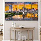 Skyline Downtown Nashville Tennessee Usa 5 Pieces Extra Large Canvas Prints Wall Art Home Decor