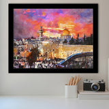 Skyline Old City Western Wall Temple City Art Watercolor Framed Art Prints Wall Art Decor,Framed Picture