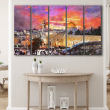 Skyline Old City Western Wall Temple 5 Pieces Extra Large Canvas Prints Wall Art Home Decor