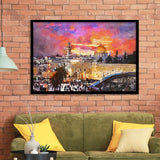 Skyline Old City Western Wall Temple City Art Watercolor Framed Art Prints Wall Art Decor,Framed Picture