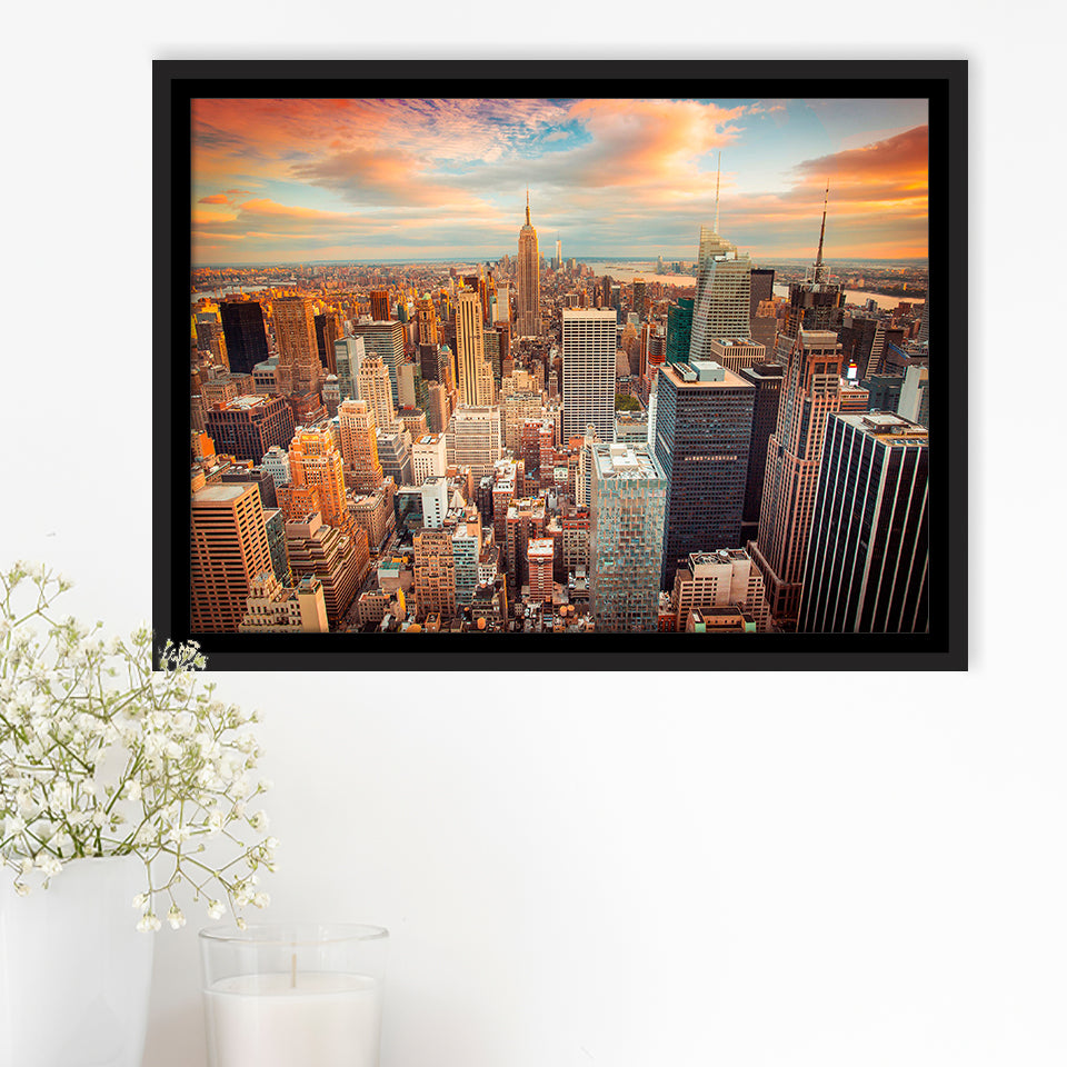Skyline Office  New York Framed Canvas Prints Wall Art Decor, Framed Picture, Floating Frame
