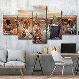 Skyline Office  New York 5 Piece Canvas Prints Wall Art Decor, Multi Panels, Mixed Canvas