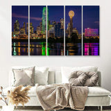 Skyline In Dallas Downtown 5 Pieces B Canvas Prints Wall Art - Painting Canvas, Multi Panels,5 Panel, Wall Decor