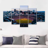 Skyline Of Denver Colorado At Sunset Stadium Baseball  5 Pieces Canvas Prints Wall Art - Painting Canvas, Multi Panel, Home Wall Decor, For Sale