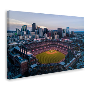 Skyline Of Denver Colorado At Sunset Stadium Baseball Canvas Wall Art - Canvas Prints, Prints for Sale, Canvas Painting, Canvas on Sale