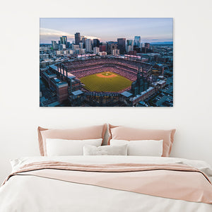 Skyline Of Denver Colorado At Sunset Stadium Baseball Canvas Wall Art - Canvas Prints, Prints for Sale, Canvas Painting, Canvas on Sale