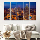 Skyline of downtown Atlanta Georgia USA 5 Pieces Canvas Prints Wall Art - Painting Canvas, Multi Panels, Wall Decor