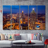 Skyline of downtown Atlanta Georgia USA 5 Pieces Canvas Prints Wall Art - Painting Canvas, Multi Panels, Wall Decor