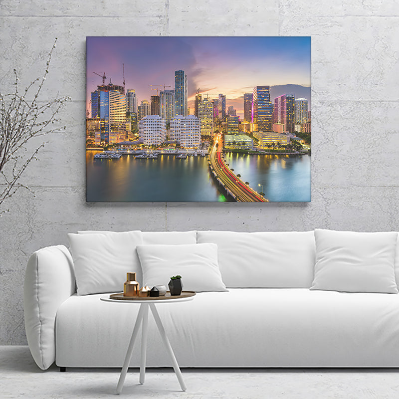 Skyline On Biscayne Bay Canvas Wall Art - Canvas Prints, Prints for Sale, Canvas Painting, Canvas On Sale