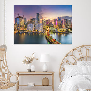 Skyline On Biscayne Bay Canvas Wall Art - Canvas Prints, Prints for Sale, Canvas Painting, Canvas On Sale