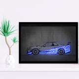 Skyline R34 Wall Art Neon Print Framed Art Prints Wall Decor - Painting Prints,Framed Picture, Home Decor, For Sale