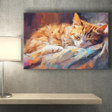 Sleeping Kitty, Sleepy Cat Water Color Painting Canvas, Cat Lover Art Canvas Prints Wall Art, Home Living Room Decor, Large Canvas