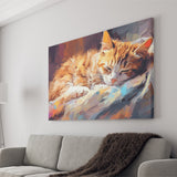 Sleeping Kitty, Sleepy Cat Water Color Painting Canvas, Cat Lover Art Canvas Prints Wall Art, Home Living Room Decor, Large Canvas