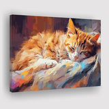 Sleeping Kitty, Sleepy Cat Water Color Painting Canvas, Cat Lover Art Canvas Prints Wall Art, Home Living Room Decor, Large Canvas