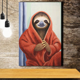 Sloth In Bathrobe, Bathroom Art Painting, Painting Art, Canvas Prints Wall Art Home Decor