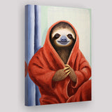Sloth In Bathrobe, Bathroom Art Painting, Painting Art, Canvas Prints Wall Art Home Decor