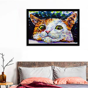 Smiling Cute Cat Framed Wall Art - Framed Prints, Art Prints, Print for Sale, Painting Prints