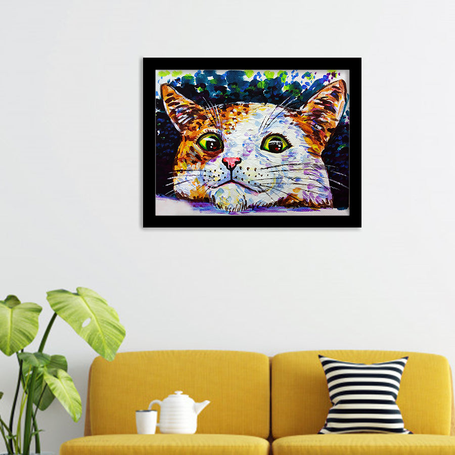Smiling Cute Cat Framed Wall Art - Framed Prints, Art Prints, Print for Sale, Painting Prints