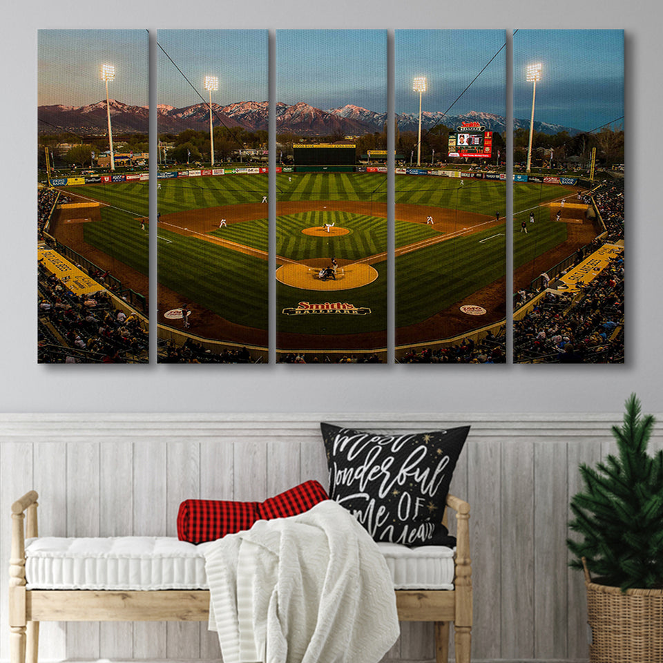 Smiths Ball Park in Salt Lake, Stadium Canvas, Sport Art, Gift for him, Multi Panels B, Canvas Prints Wall Art Decor