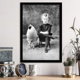 Smoking Boy With Chicken Black And White Print, Wall Art Framed Art Print Wall Art Decor,Framed Picture