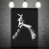 Smoking Hands Black And White Print, Vintage Black Lace Dress Canvas Prints Wall Art Home Decor