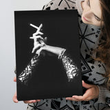 Smoking Hands Black And White Print, Vintage Black Lace Dress Canvas Prints Wall Art Home Decor