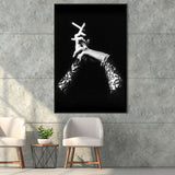 Smoking Hands Black And White Print, Vintage Black Lace Dress Framed Canvas Prints Wall Art Home Decor, Floating Frame