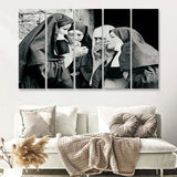 Smoking Nuns Vintage Photo 5 Pieces B Canvas Prints Wall Art - Painting Canvas, Multi Panel