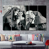Smoking Nuns Vintage Photo 5 Pieces B Canvas Prints Wall Art - Painting Canvas, Multi Panel