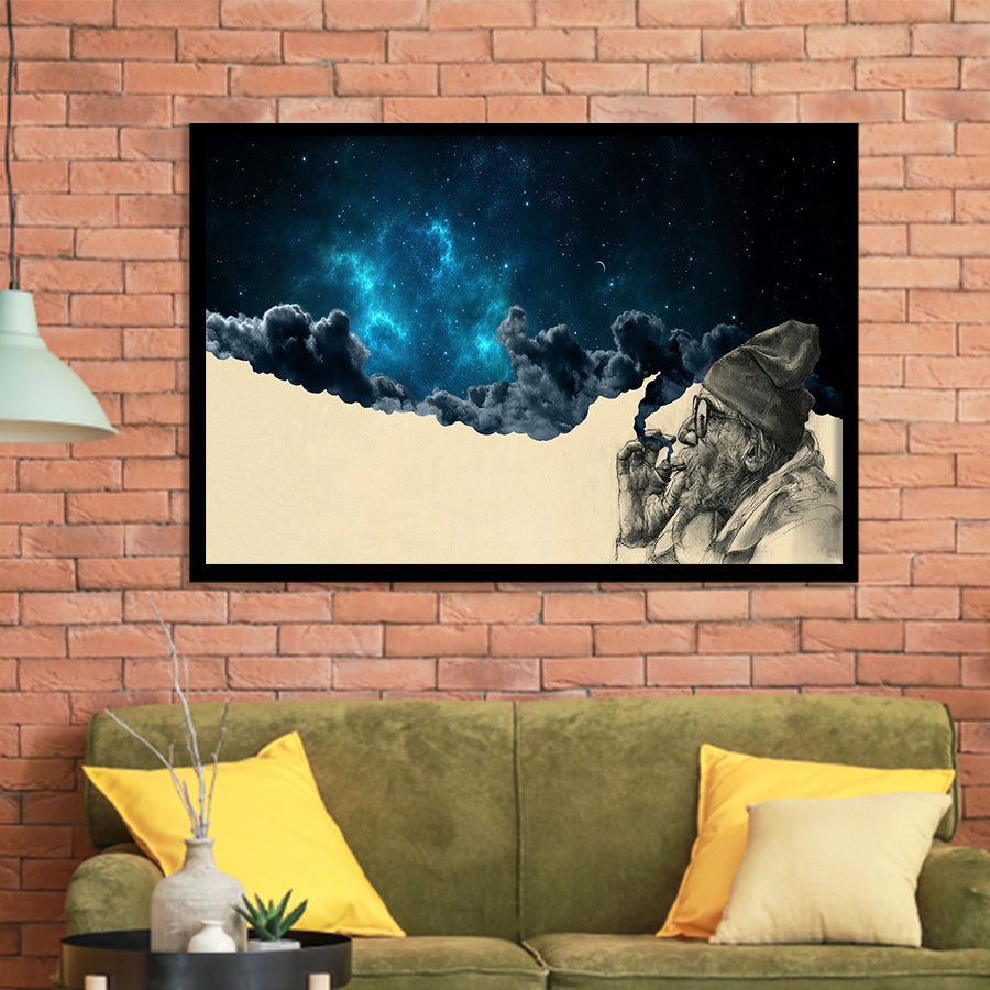 Smoking Out In Space Framed Art Prints, Wall Art,Home Decor,Framed Picture