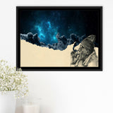 Smoking Out In Space Framed Canvas Prints Wall Art Home Decor,Floating Frame