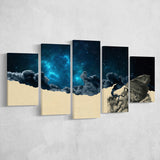 Smoking Out In Space 5 Panels, Canvas Prints Wall Art Decor, Large Canvas Art