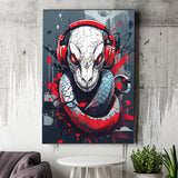 Snake Wearing Headphone, Gaming Art, Gift For Kids, Painting Art, Canvas Prints Wall Art Home Decor
