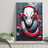 Snake Wearing Headphone, Gaming Art, Gift For Kids, Painting Art, Canvas Prints Wall Art Home Decor