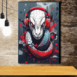 Snake Wearing Headphone, Gaming Art, Gift For Kids, Painting Art, Canvas Prints Wall Art Home Decor
