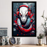Snake Wearing Headphone, Gaming Art, Gift For Kids, Painting Art, Framed Art Prints Wall Decor