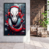 Snake Wearing Headphone, Gaming Art, Gift For Kids,Framed Canvas Prints,Floating Frame, Wall Art Home Decor