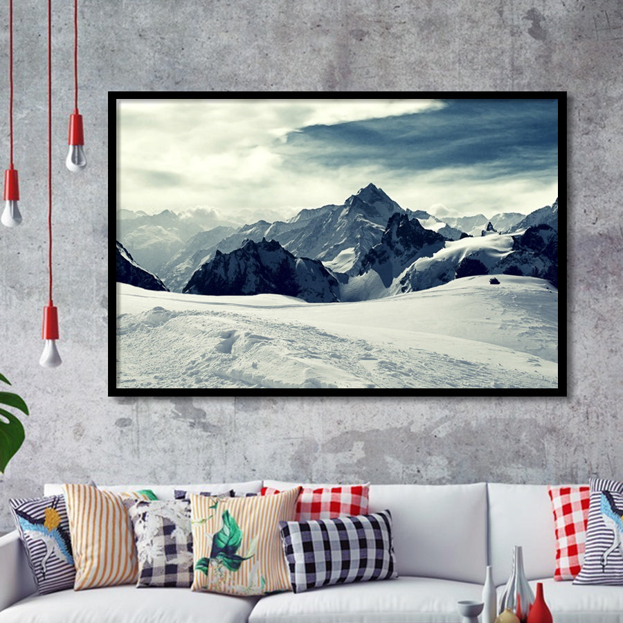 Snow Capped Mountains Framed Art Prints Wall Decor - Painting Art, Black Frame, Home Decor, Prints for Sale