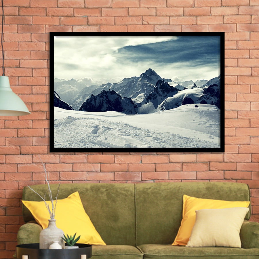 Snow Capped Mountains Framed Art Prints Wall Decor - Painting Art, Black Frame, Home Decor, Prints for Sale