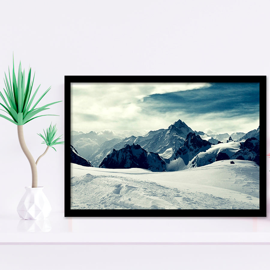 Snow Capped Mountains Framed Art Prints Wall Decor - Painting Art, Black Frame, Home Decor, Prints for Sale
