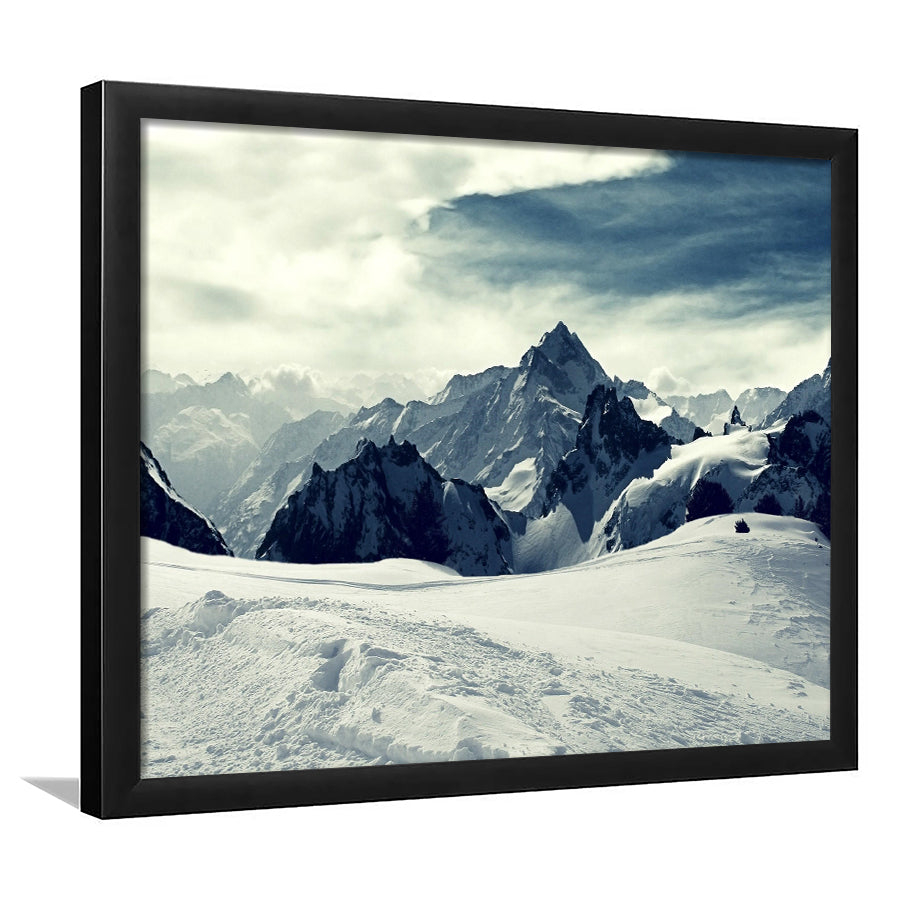 Snow Capped Mountains Framed Art Prints Wall Decor - Painting Art, Black Frame, Home Decor, Prints for Sale