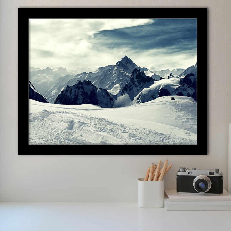 Snow Capped Mountains Framed Art Prints Wall Decor - Painting Art, Black Frame, Home Decor, Prints for Sale