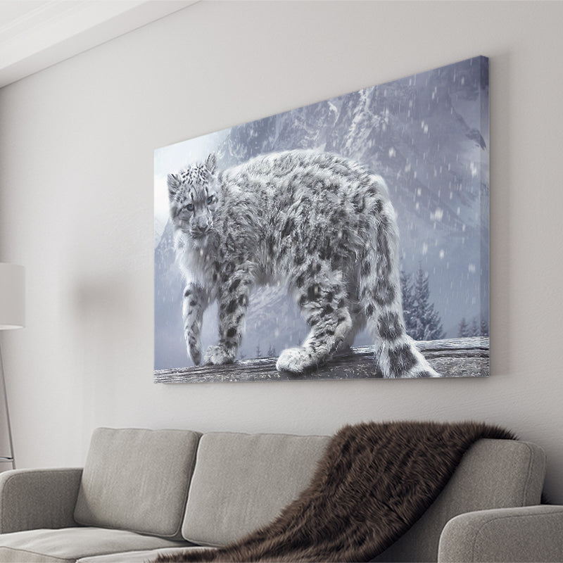 Snow Leopard Playing Canvas Prints Wall Art - Painting Canvas, Wall Decor, Canvas Art, For Sale