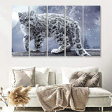 Snow Leopard Playing 5 Pieces B Canvas Prints Wall Art - Painting Canvas, Multi Panel, Wall Decor, Canvas Art