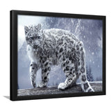 Snow Leopard Playing Framed Art Prints Wall Decor - Painting Prints, Wall Art, Framed Picture, Black Frame
