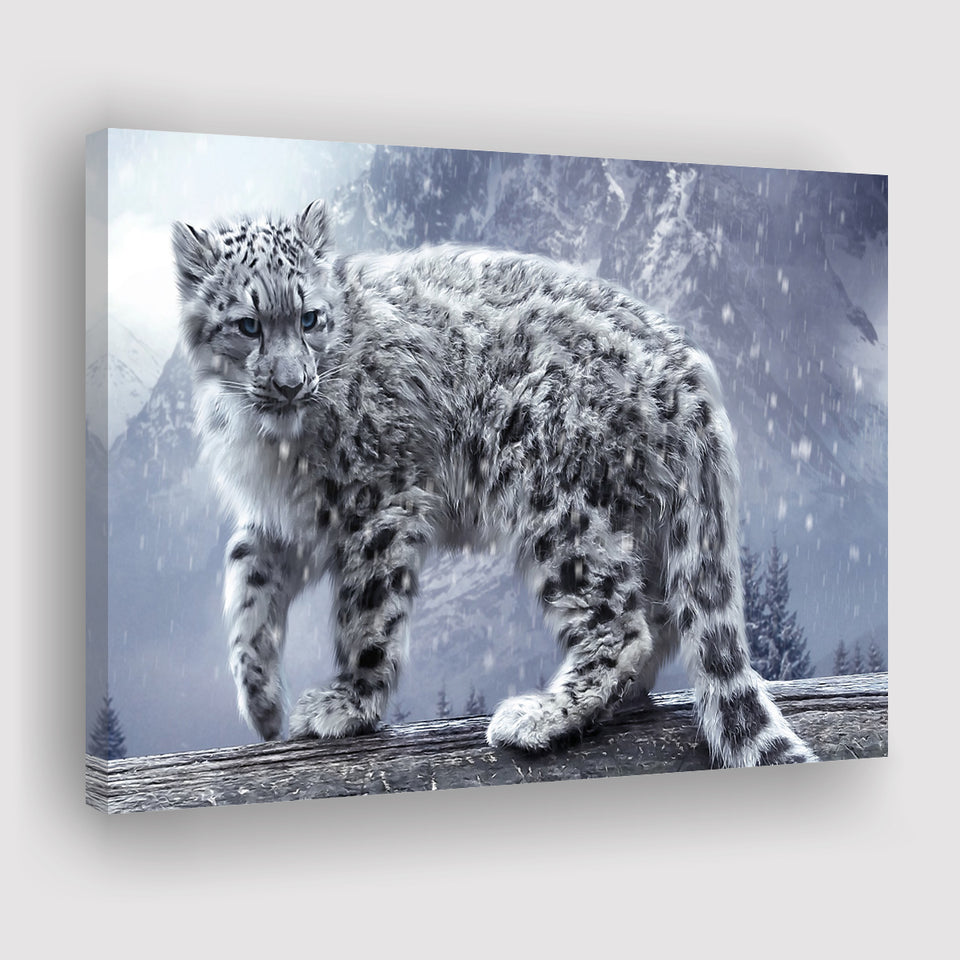 Snow Leopard Playing Canvas Prints Wall Art - Painting Canvas, Wall Decor, Canvas Art, For Sale