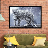 Snow Leopard Playing Framed Art Prints Wall Decor - Painting Prints, Wall Art, Framed Picture, Black Frame