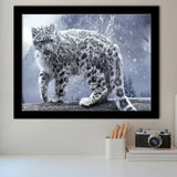 Snow Leopard Playing Framed Art Prints Wall Decor - Painting Prints, Wall Art, Framed Picture, Black Frame